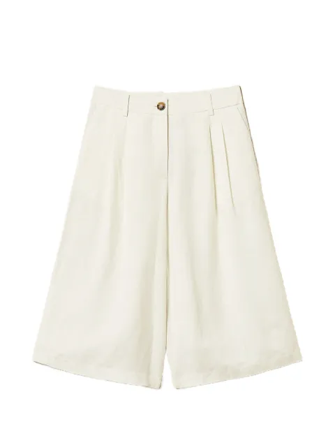 TWINSET linen blend bermuda shorts with pleats White 261LL2NGG