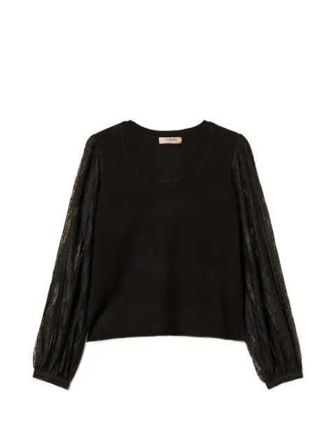 TWINSET jumper with lace sleeves Black 261TP3432