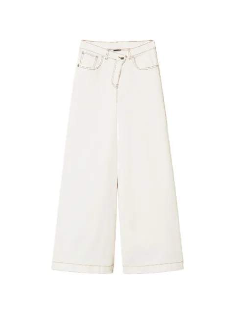 TWINSET organic cotton bull wide leg trousers White 261AP2384