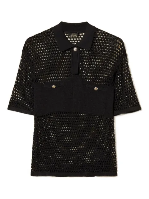 TWINSET mesh knit polo jumper Black 261AP3033