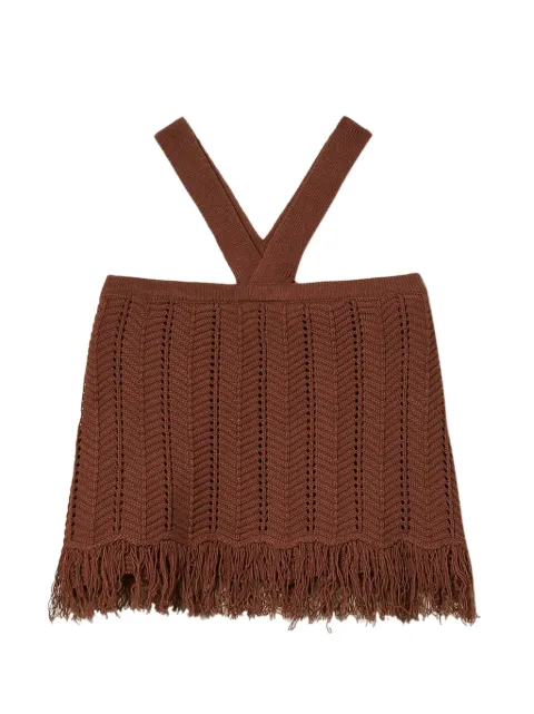 TWINSET knit top with fringes Brown 261AP3063