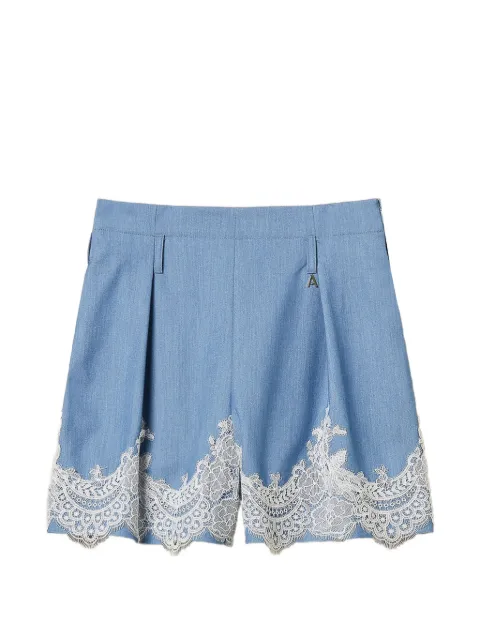 TWINSET shorts with lace and belt Blue 261AP2292