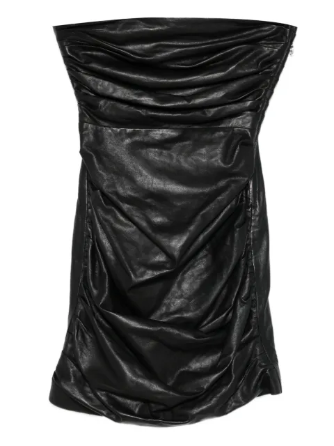 AMIRI ruched calf leather mini dress Black AWDRCA1091