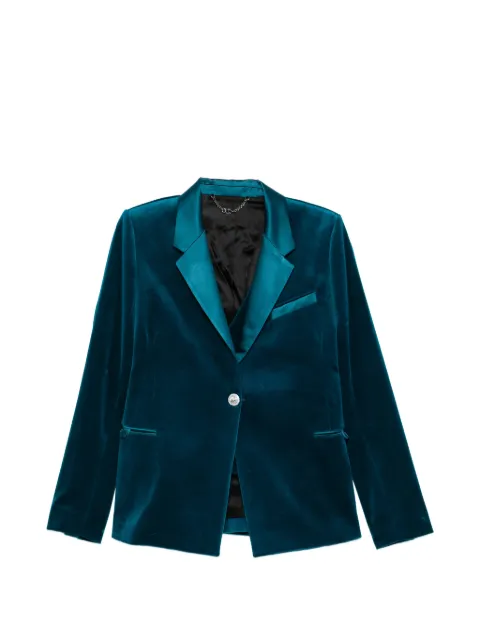 Rabanne single-breasted velvet jacket Blue 26PCVE044CO1158