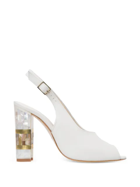 FREYA ROSE Zara peep-toe pearl sandals White ZARA