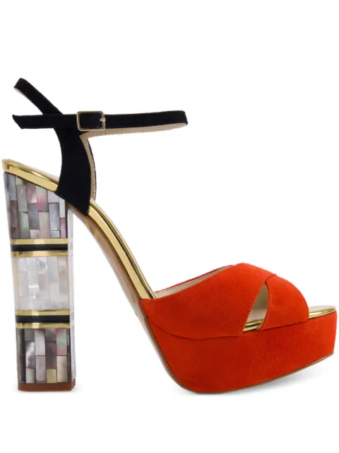 FREYA ROSE Suki embellished-heel sandals Orange SUKI