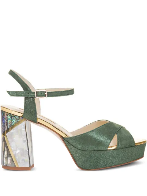 FREYA ROSE Zahra ankle-strap heeled sandals Green ZAHRAVERDE