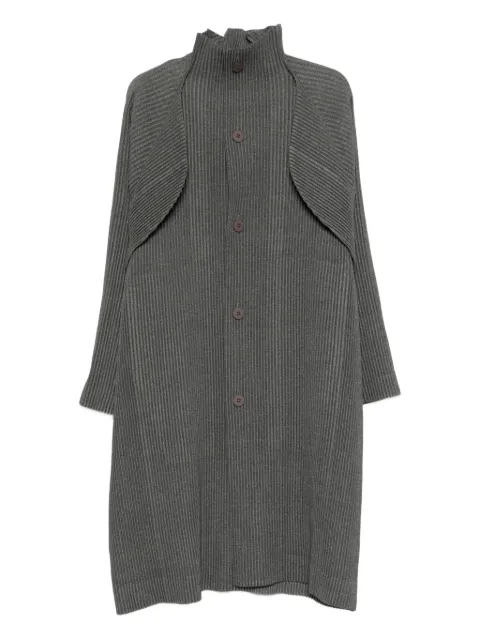 Homme Plissé Issey Miyake pleated funnel-neck coat Grey HP58FA175