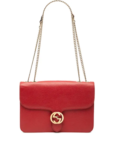 Gucci Pre-Owned 2000-2015 Medium Dollar Calfskin Interlocking G crossbody bag Red PIQ4ZL72VRKSFOU2