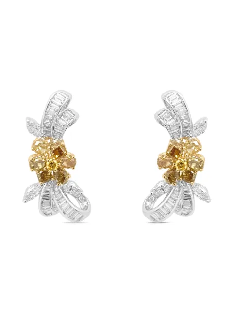 HYT Jewelry 18K white and yellow gold diamond earrings Silver E432HR