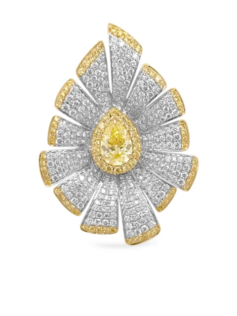 HYT Jewelry 18K white and yellow gold diamond ring Silver R1291HR