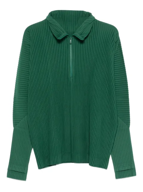 Homme Plissé Issey Miyake pleated half-zip T-shirt Green HP58JK112