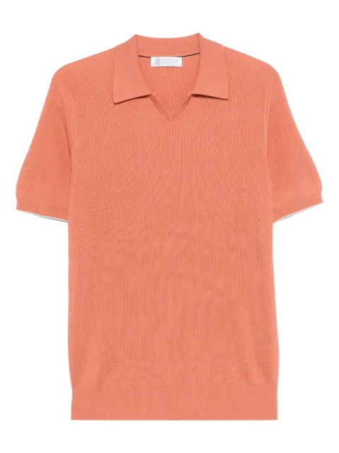 Brunello Cucinelli V-neck ribbed T-shirt Orange M29400015CBI26