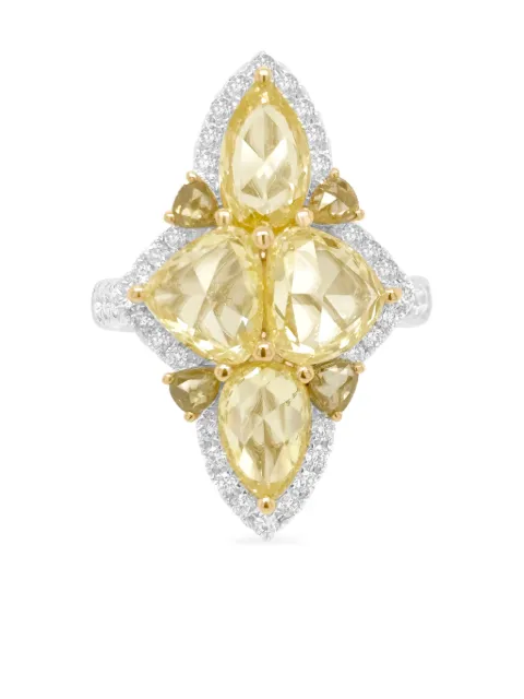HYT Jewelry 18K yellow and white gold diamond ring Silver R1289HR