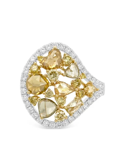 HYT Jewelry 18K white and yellow gold diamond ring Silver R1309HR