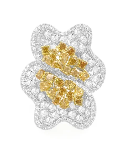 HYT Jewelry 18K white and yellow gold diamond ring Silver R1324HR