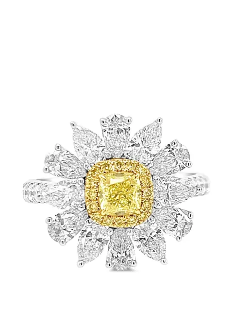 HYT Jewelry floral-design diamond ring Silver R1296HR