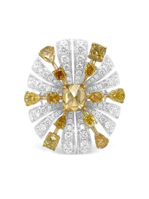 HYT Jewelry 18K white and yellow gold diamond ring Silver R1322HR
