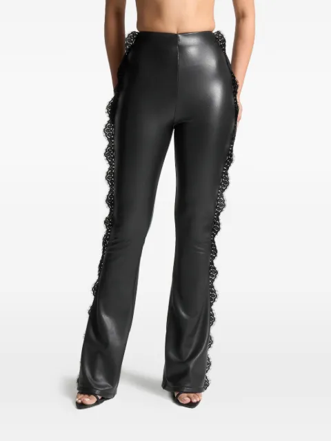 Manière De Voir Lace trim leather fit and flare leggings - black Black WMN3882