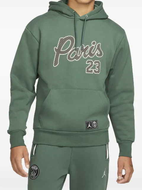 Jordan X PSG hooded logo-patch hoodie Green DB6496333