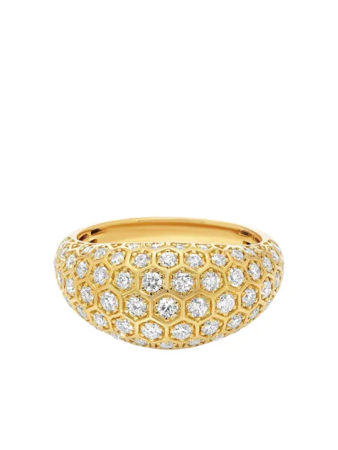 Sara Weinstock 18k yellow gold diamond honey comb signet ring Gold HCYWSGR7G