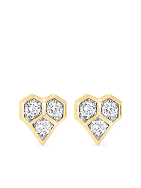 Sara Weinstock 18k yellow gold diamond honey comb heart stud earrings Gold HCYWHSTG