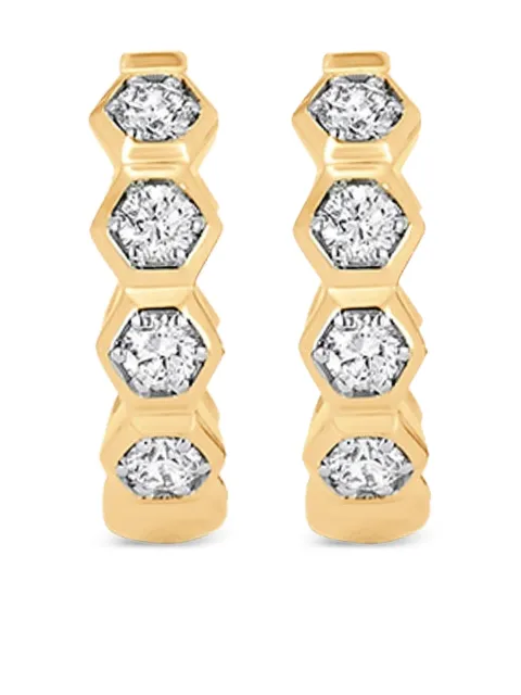 Sara Weinstock 18K yellow gold Honey Comb diamond huggie earrings Gold HCYWHGG