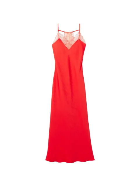 Claudie Pierlot flowy satin lace dress Red CFPRO03050