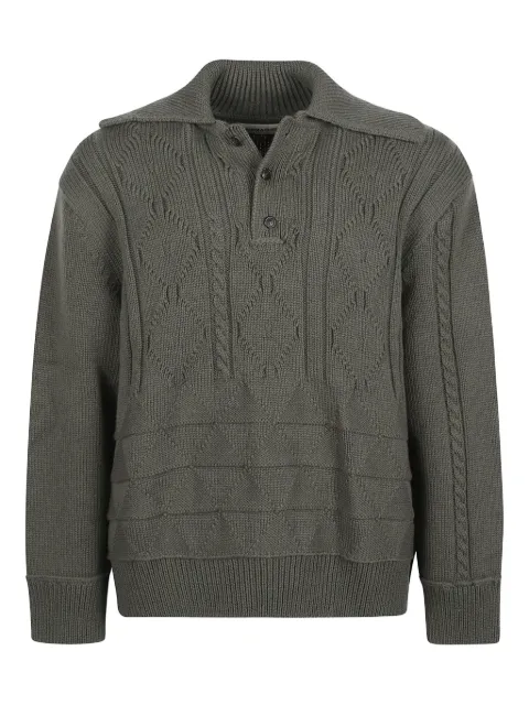 Namacheko cable-knit polo-collar pullover Green 7600N72103001