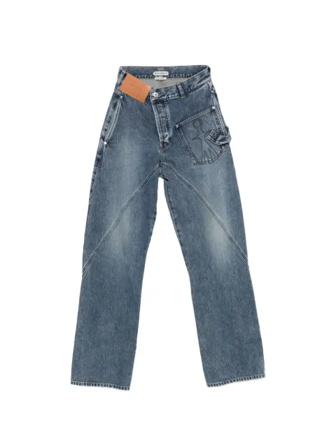 JW Anderson twisted-effect logo-patch jeans Blue DT0127PG1849