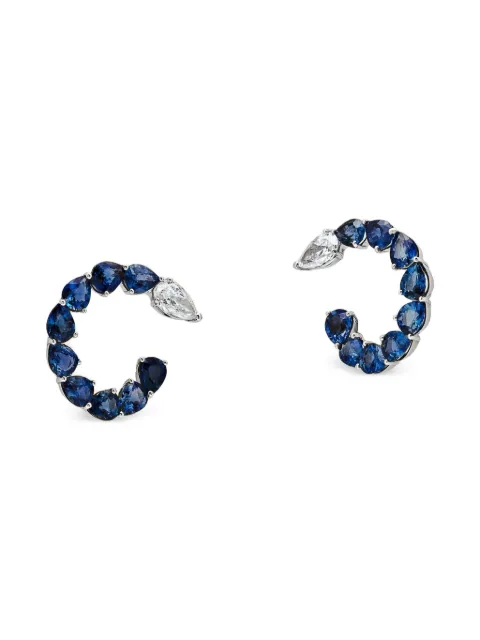 Jewels Aficionado sapphire and diamond hoop earrings Silver JAE16BWG