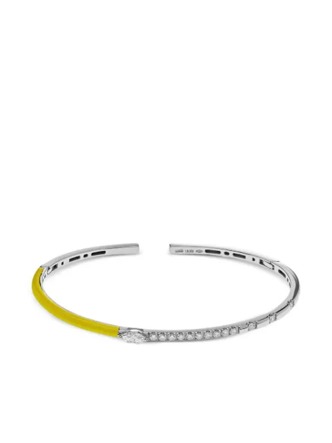 Jewels Aficionado 18K white gold diamond cuff bracelet Silver JAB16YWG