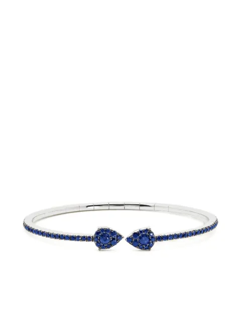 Jewels Aficionado 18K white gold blue sapphire cuff bracelet Silver JAB13BWG