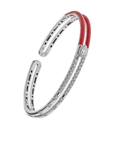 Jewels Aficionado 18K white gold diamond and enamel double bracelet Silver 80200091