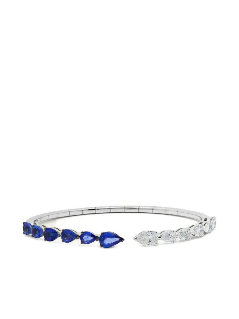 Jewels Aficionado 18K white gold diamond and sapphire cuff bracelet Silver JAB12BWG