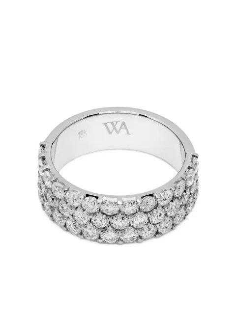 Jewels Aficionado 18K white gold diamond three-row ring Silver RING3ROWSWG