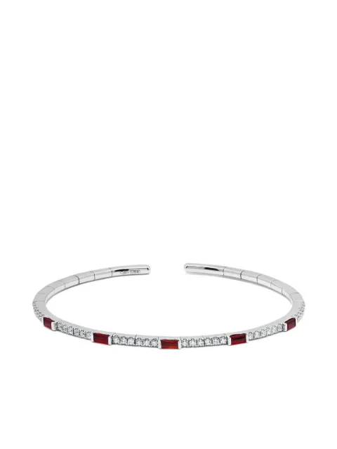 Jewels Aficionado 18K white gold ruby diamond cuff Silver JBG257R5B69