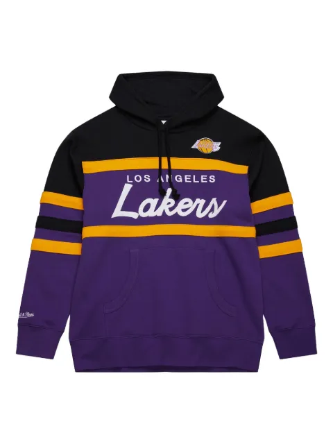 Mitchell & Ness x Los Angeles Lakers Big Tall Hardwood Head Coach striped hoodie Purple FPHD6293LALYYPPPPRBK
