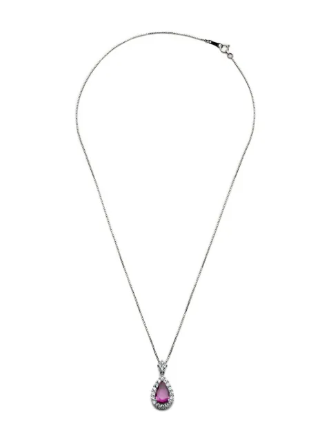 Jewels Aficionado diamonds and sapphire halo pendant necklace Silver 143446