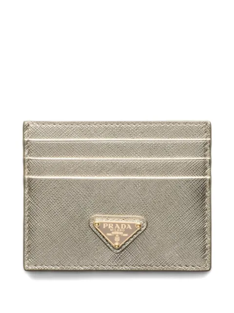 Prada triangle-logo leather card holder Gold 1MC025QHH