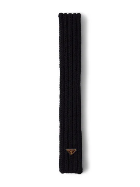 Prada enameled triangle knit scarf Black 1FS1352DZL