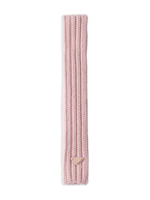 Prada enameled triangle-logo knit scarf Pink 1FS1352DZL
