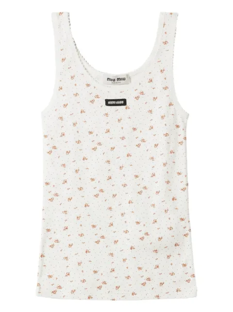 Miu Miu ribbed jersey tank top White MJT727SOOO18ZU