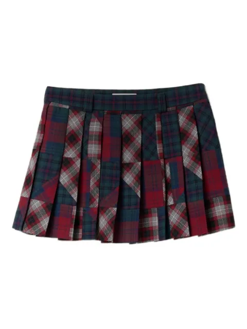 Miu Miu pleated plaid patchwork miniskirt Red MG2598SOOO18JL