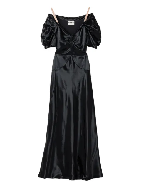 Miu Miu long satin dress Black MF6158SOOO15ZC