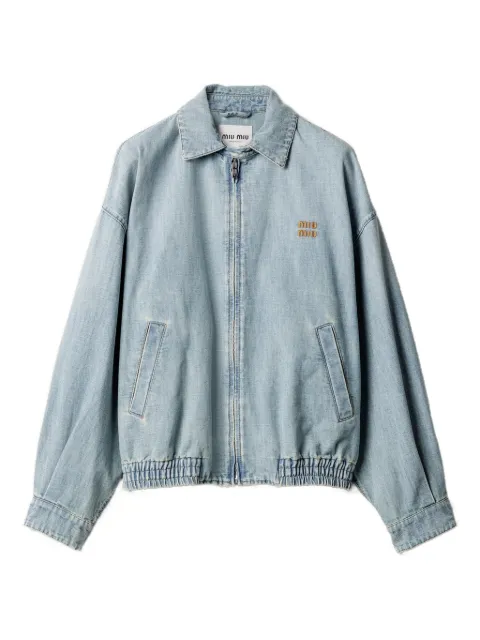 Miu Miu Chambray elasticated-hem denim jacket Blue GWB149SOOO18JI