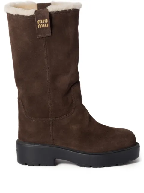 Miu Miu shearling-lined suede boots Brown 5U270EFZF553AE4
