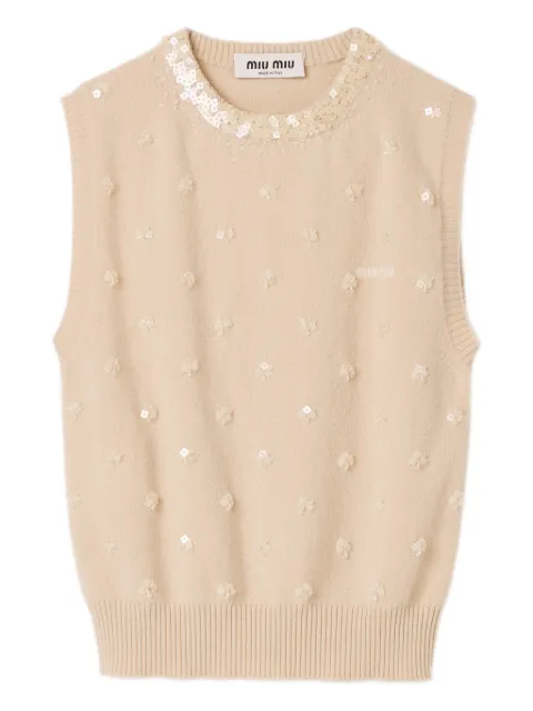 Miu Miu crew-neck cashmere vest Neutrals MMV331SOOO18YY
