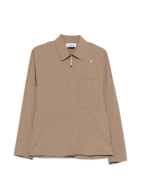 Stone Island 1200016 recycled stretch nylon Tela_S.I. Stellina overshirt Brown L1S151200016S0G13