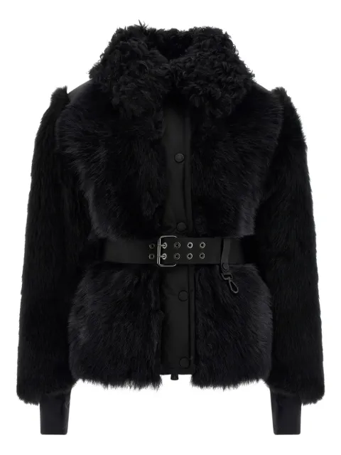 Moncler Grenoble Valdivian shearling belted-waist faux-fur jacket Black K20981A00043M7891